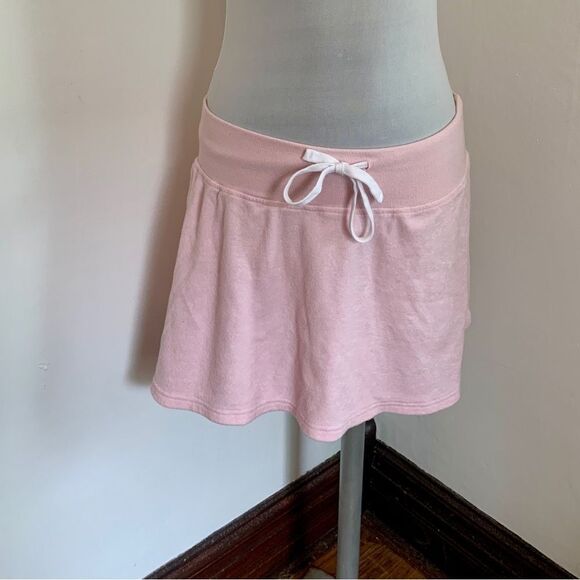 Playboy Pacsun Light Pink Terry cloth Skirt Drawstring y2k Stretch low Rise mini - Picture 4 of 8